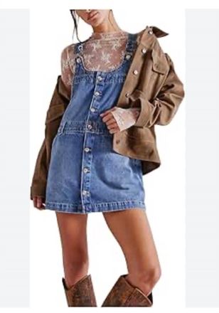 Free People Edie Short Overall In Denim