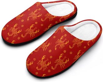 Generic Scorpion Pattern Funny Mens Cotton Slippers Soft Non-Slip Rubber Sole House Slipper Indoor Outdoor