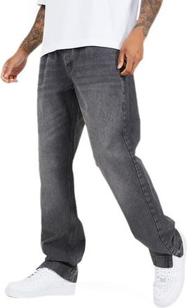 Brave Soul Wide Fit Split Hem Denim Jeans in Charcoal at Nordstrom, Size 34 Uk