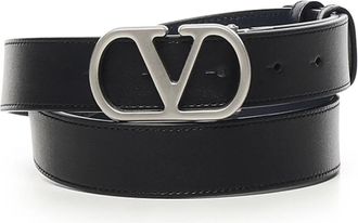 Valentino Garavani VLogo Signature Omkeerbare Riem - Heren - Riemen - Zwart - 90 CM - Leer - Accessoires