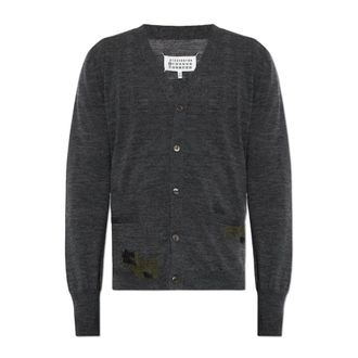 Maison Margiela Cardigans, male, Gray, Size: XL Wool Cardigan With Pockets