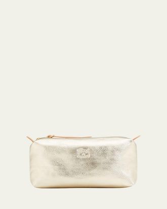 IL BISONTE Classic Zip Leather Cosmetic Bag