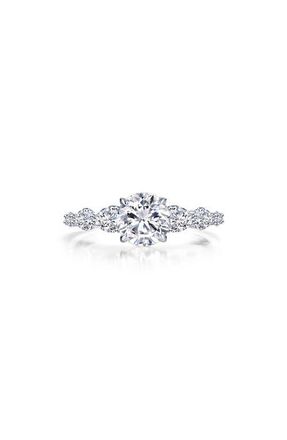 Lafonn Round & Pear Simulated Diamond Ring in Silver at Nordstrom, Size 7