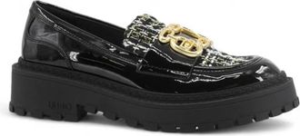 Liu Jo Loafers met boucl&eacute;-inzetstuk - Dames - Loafers - Zwart - 36 EU - Leer - Schoenen