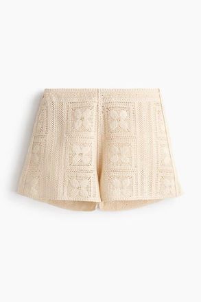 H&M Crochet-look Silk-blend Shorts in Beige at Nordstrom, Size X-Small