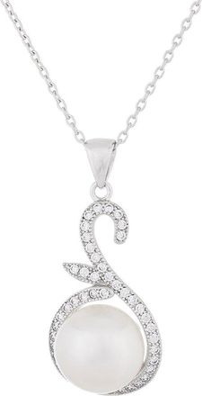 Splendid Pearls Silver 11mm Pearl CZ Pendant