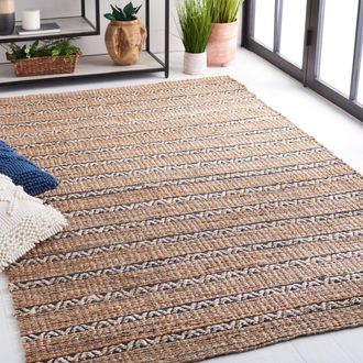 Safavieh Natural Fiber Machine Made Area rug, Navy / Natural Bohemian Style Easy Care
