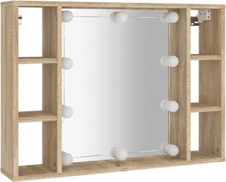 vidaXL Mueble Con Espejo Y Luces Led Roble Sonoma 76x15x55 Cm Vidaxl
