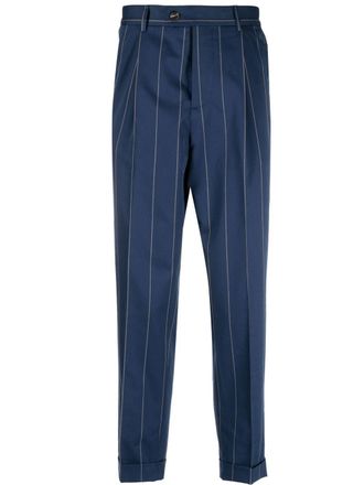 Brunello Cucinelli Broek met krijtstreep - Blauw