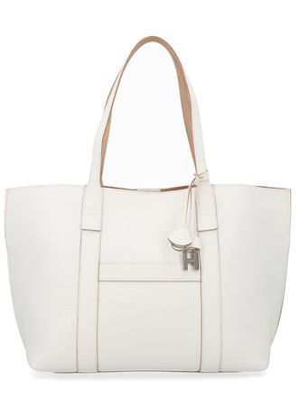 Hogan White Script Medium Tote