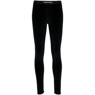 Tom Ford Leggings, female, Blue, M, Blue Velour Skinny Trousers
