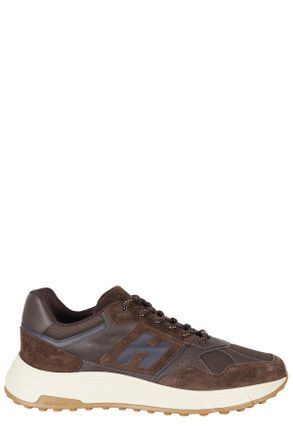 Hogan Brown Hyperlight Smooth Leather Suede Rubber Sole Sneakers