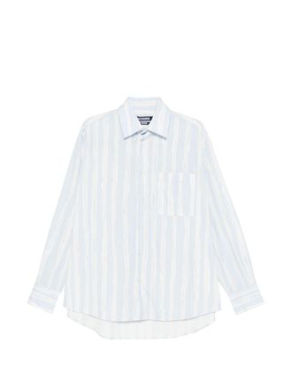 Jacquemus Relaxed Fit White Striped Silk-Nylon Shirt