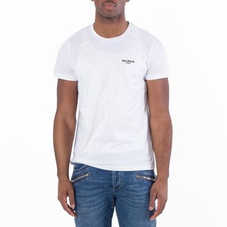 Balmain Flock Logo Print T Shirt, Size Large