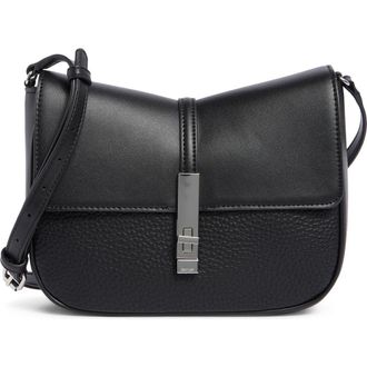 Calvin Klein Liliana Faux Leather Crossbody Bag in Black/Silver at Nordstrom Rack