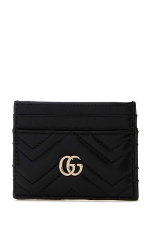Gucci Womens Black Leather Card Holder Blackblackblack Lamb Portafogli Wallet