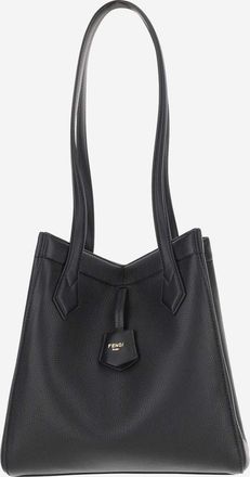 Fendi Womens Origami Medium Shoulder Bag Black Leather