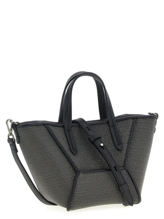 Brunello Cucinelli Womens Duo Mini Precious Tote Black Leather