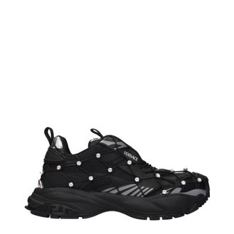 Versace Herrens Turnschuhe aus schwarzem Stoff