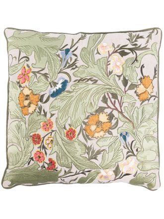 Les-Ottomans Kussen met geborduurde tuin (50 cm x 50 cm) - Groen