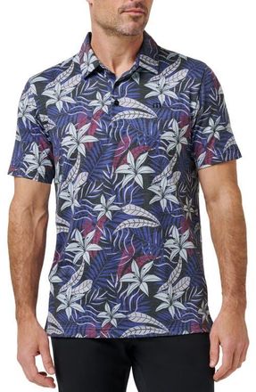 Travis Mathew Featherweight Tropical Piqu&eacute; Polo in Black/Blue at Nordstrom, Size X-Large