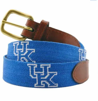 Smathers & Branson Mens Needlepoint Uk Belt In Blue