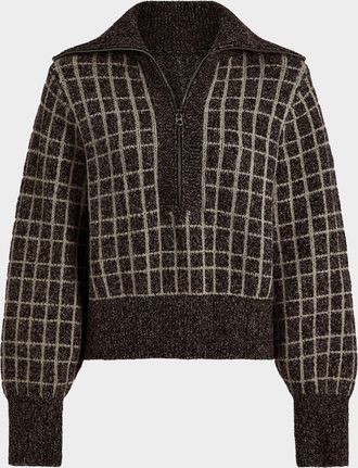 Varley Furley Checkered Boucle Pullover