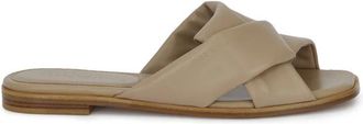 Ferragamo Leren sliders met knoopdetail - Dames - Sandalen - Groen - 34 1/2 EU - Leer - Schoenen