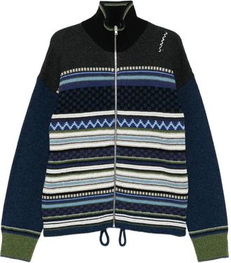 Marni Cardigan a righe con zip - Blu