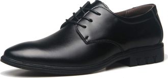 Generic Shoes Dress Oxford for Men Lace Up Round Toe Derby Shoes PU Leather Non Slip Low Top Anti-Slip Slip Resistant Classic(7.5 UK) Black