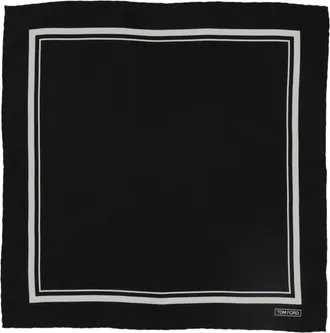 Tom Ford Subtle Double-Line Border Silk Pocket Square