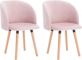 Woltu Juego De 2 Sillas De Comedor, Silla De Cocina, Asiento De Terciopelo Y Patas De Madera Maciza, Color Rosa - Woltu