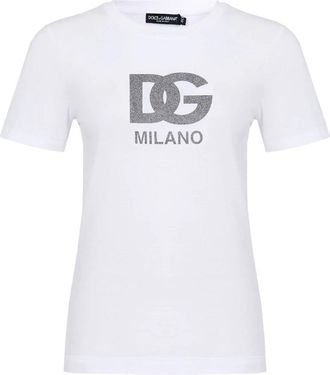 Dolce & Gabbana Casual Katoenen T-shirt in Zwart - Dames - T-shirts - Wit - L - Katoen - Tops