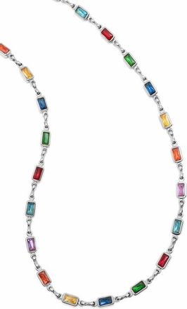 Nialaya Rectangle Tennis Necklace in Silver /Multi-Color at Nordstrom