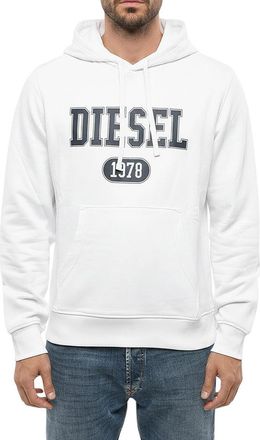 Diesel White Logo Regular Hoodie