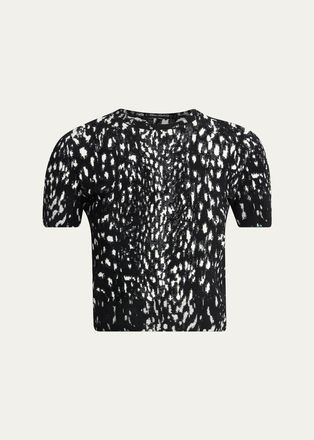 Tom Ford Lynx Jacquard Compact Velvet Viscose Short-Sleeve T-Shirt