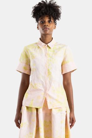 Erdem Womens Chartreuse Floral Short-Sleeved Shirt Pink