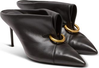 Balmain Lambskin leather mules with front piercing in Black at Nordstrom, Size 36 Eu