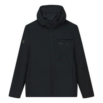 Fila Mens FILA Athletics Athleisure Casual Sports Knit Hooded Long Sleeves Jacket Dark Black A11M211510F-BK