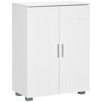 Kleankin Armario De Ba&ntilde;o Con 2 Puertas Y 2 Estantes Ajustables De 7 Niveles Mueble Auxiliar De Almacenaje Para Sal&oacute;n Cocina Antivuelco 60x30x80 Cm