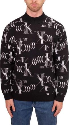Calvin Klein Mens Hyper CK All-Over Monogram Sweater, Size Medium