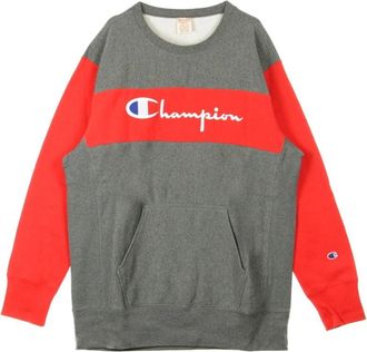 Champion Color Block Kangaroo Pocket Sweatshirt - Heren - Sweatshirts - Grijs - S - Katoen - Hoodies & sweatvesten