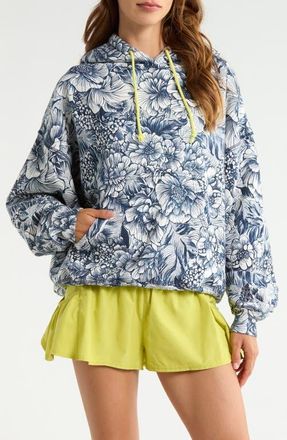 Free People Final Call Print Hoodie in Wild Side Navy Combo at Nordstrom, Size X-Small