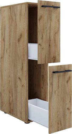 MID.YOU Mid.you Midischrank, Honigeiche, Metall, 2 Schubladen, 25x110x50 cm, stehend, Badezimmer, Badmöbel, Midischränke