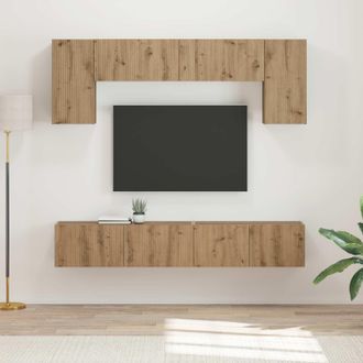 vidaXL Conjunto De Mueble De Tv 5 Uds. Roble Ahumado Vidaxl