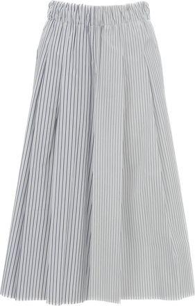 JEJIA Wide-Leg Striped Culottes with Elasticated Waistband