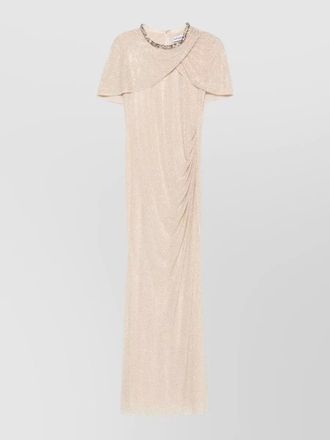 Self Portrait rhinestone maxi dress cape sleeves