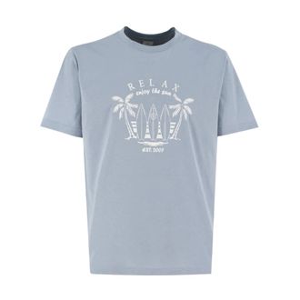 Eleventy Giza Cotton Crewneck T-shirt with Front Print