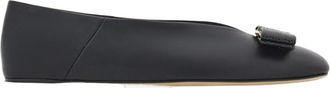 Ferragamo Glossy Leather Ballerina Flats With Signature Bow