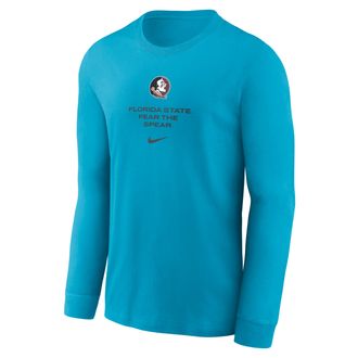 Nike Florida State Sideline Nike Mens Dri-FIT College Long-Sleeve T-Shirt in Blue | 02EW4KBFTN-LDX